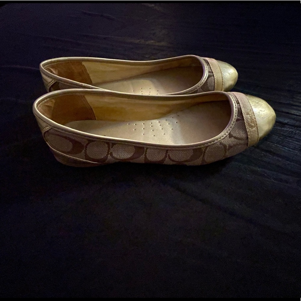 Coach Gold Ballet Flars size 7